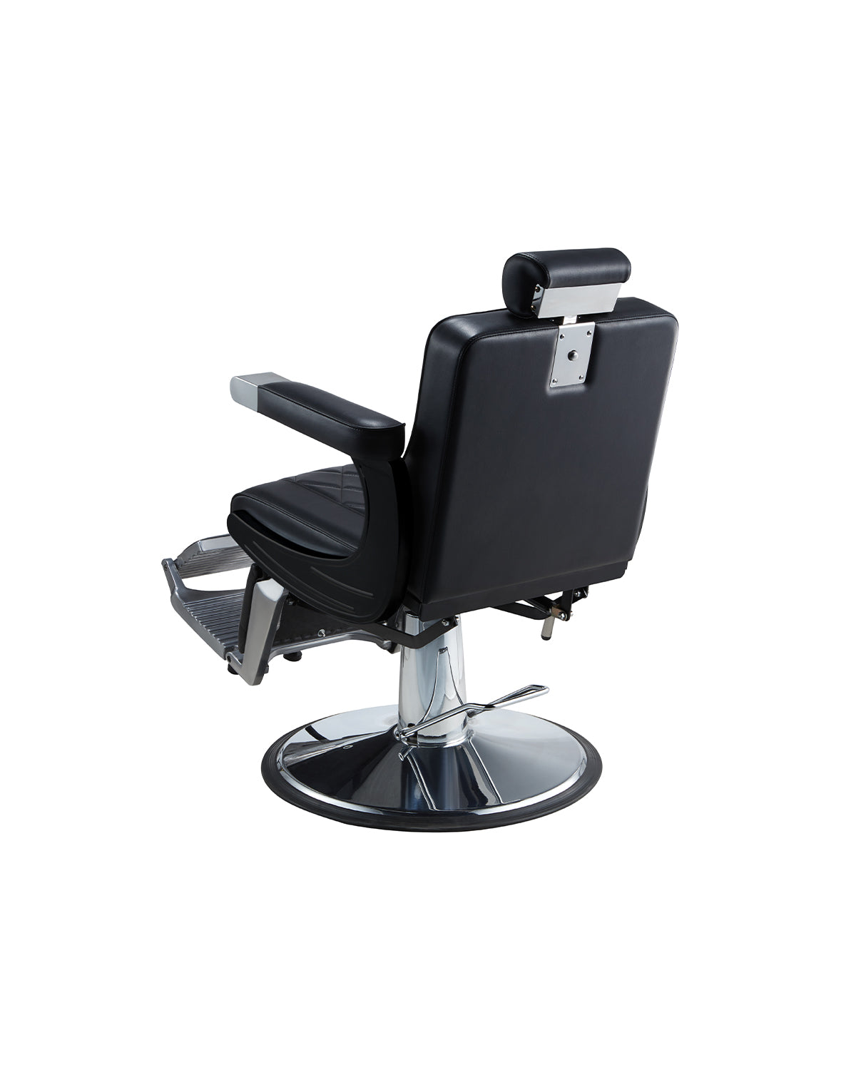 Dave - Fauteuil barbier noir avec base ronde chromée